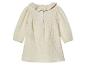 Beige Babykleid mit langen Ärmeln und Peter-Pan-Kragen.