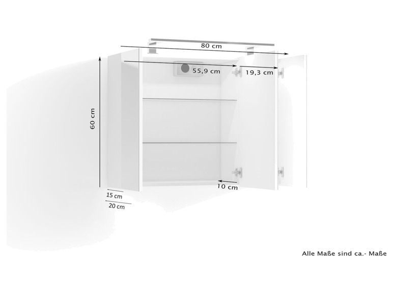 Gehe zu Vollbildansicht: byLIVING Spiegelschrank »Spree«, mit LED Stableuchte - Bild 14