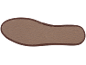 Braune Schuhsohle mit Wellenmuster und genähtem Rand.