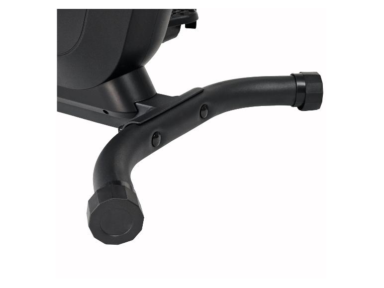 Schwarze Heimtrainer-Basis mit einem horizontalen Rohr und zwei Stützfüßen.