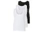 Zwei weiße und ein schwarzes Tanktop.