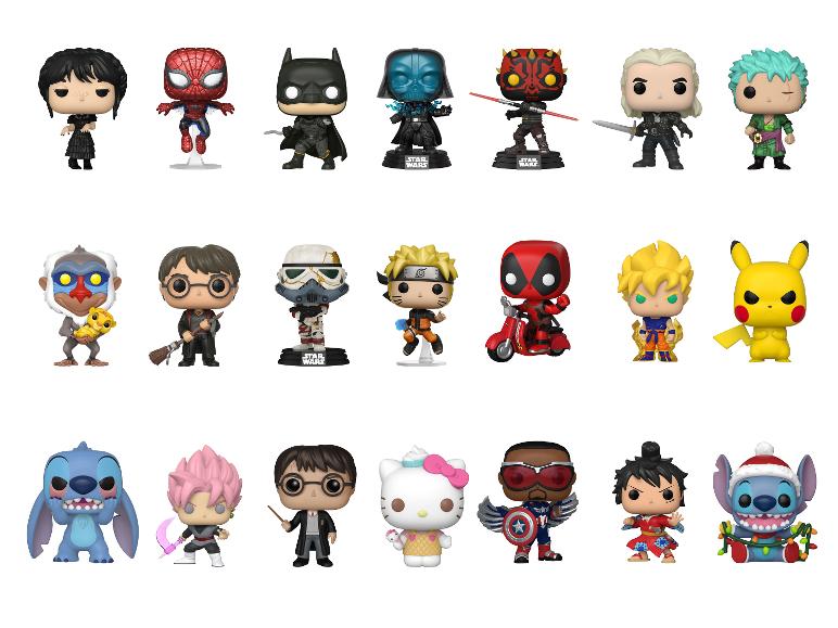 Funko Pop Figurenkollektion von Film-, Comic- und Anime-Charakteren.