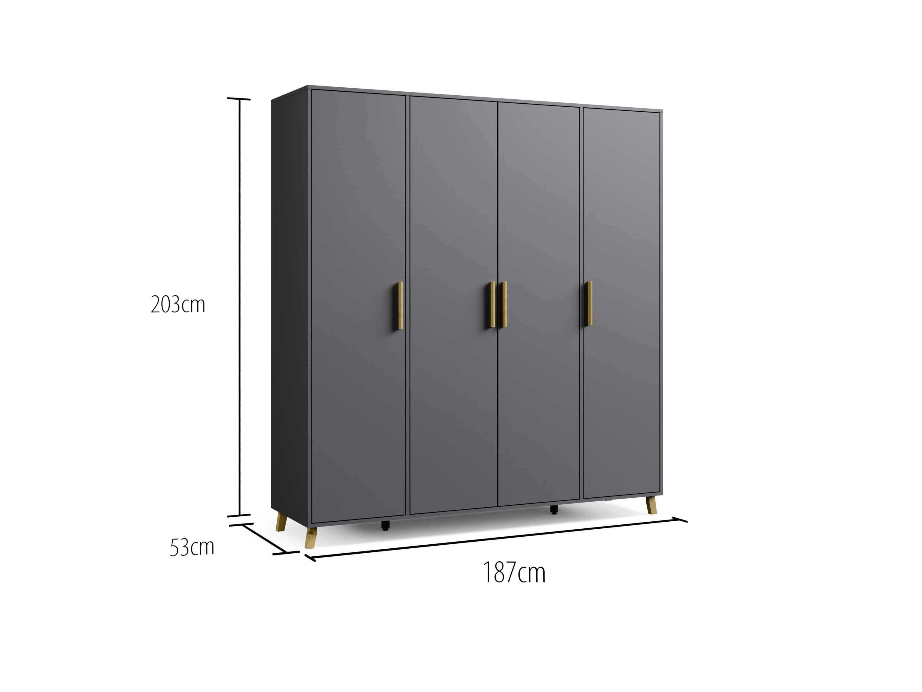 RAUCH BLUE Shinjo Drehtürenschrank (Premium-Zubehör, graumetallic, Breite 187 cm / Höhe 203 cm) – Bild 4 von 4