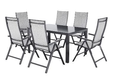 LIVARNO® Alu-Set »Houston«, 7-teilig - Standardtisch & 6 Klappsessel, hellgrau-meliert