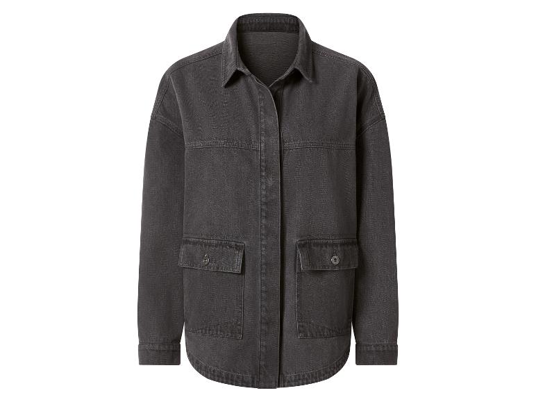 Dunkelgraue Jeansjacke mit Taschen und Kragen