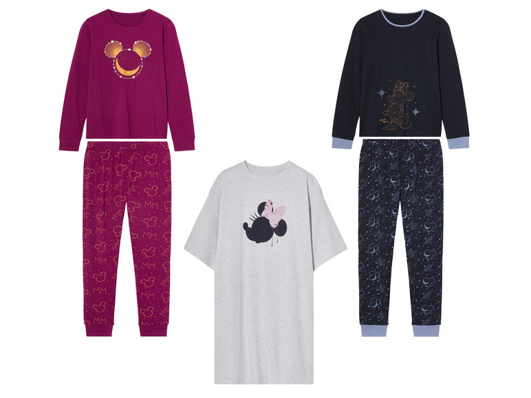 Pyjamas mit Mickey Mouse und Minnie Mouse Druck.