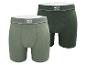 Zwei Mexx Amsterdam Boxershorts in Olivgrün und Dunkelgrün.