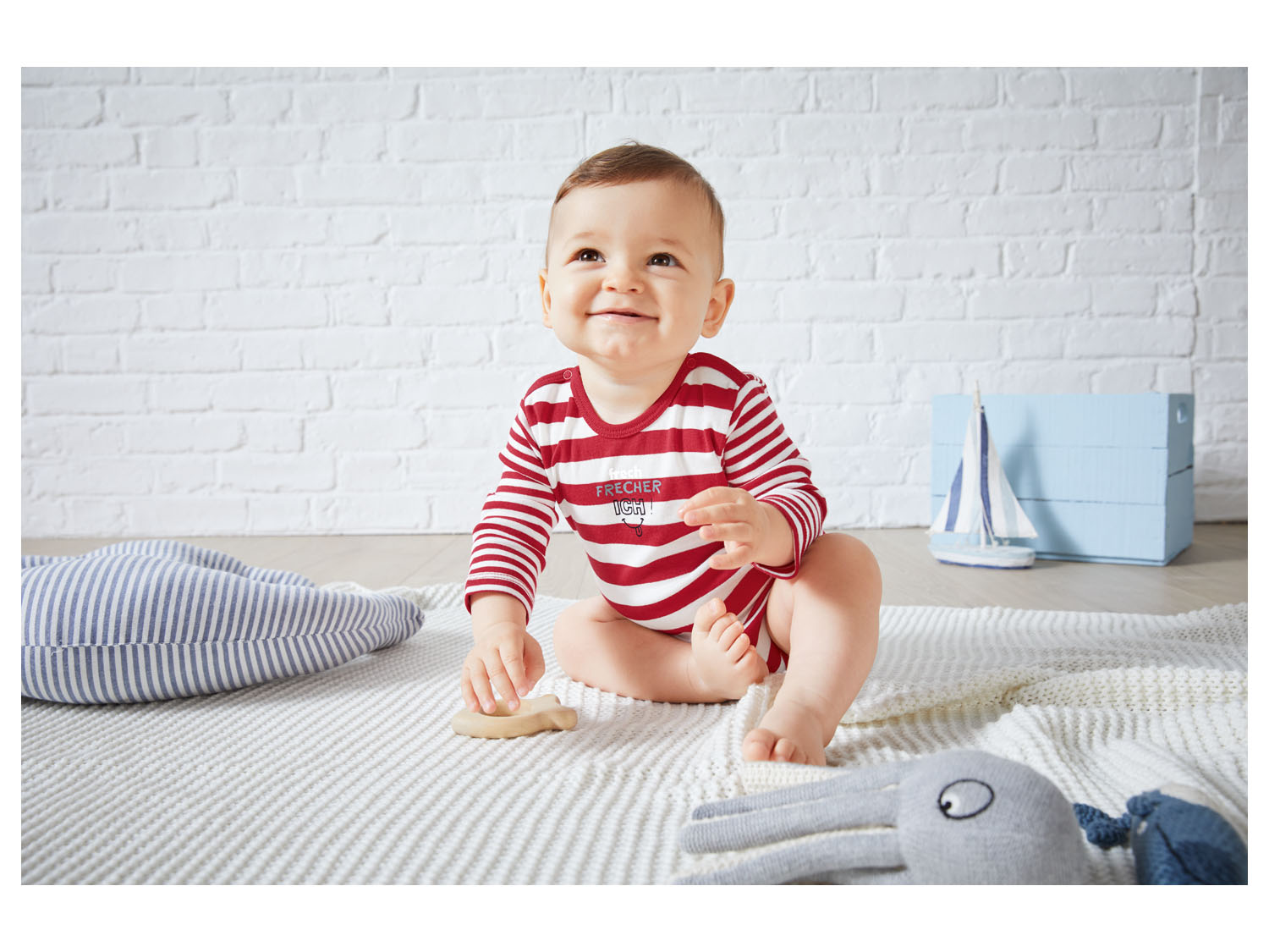 Thumbnail - KANZ Baby Body 2er (Rot/weiß, 80)