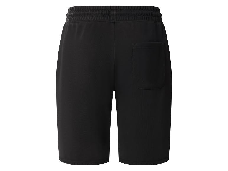 Schwarze Herren-Shorts mit elastischem Bund und Gesäßtasche.