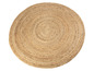Ein runder Jute-Teppich mit gewebtem Muster.