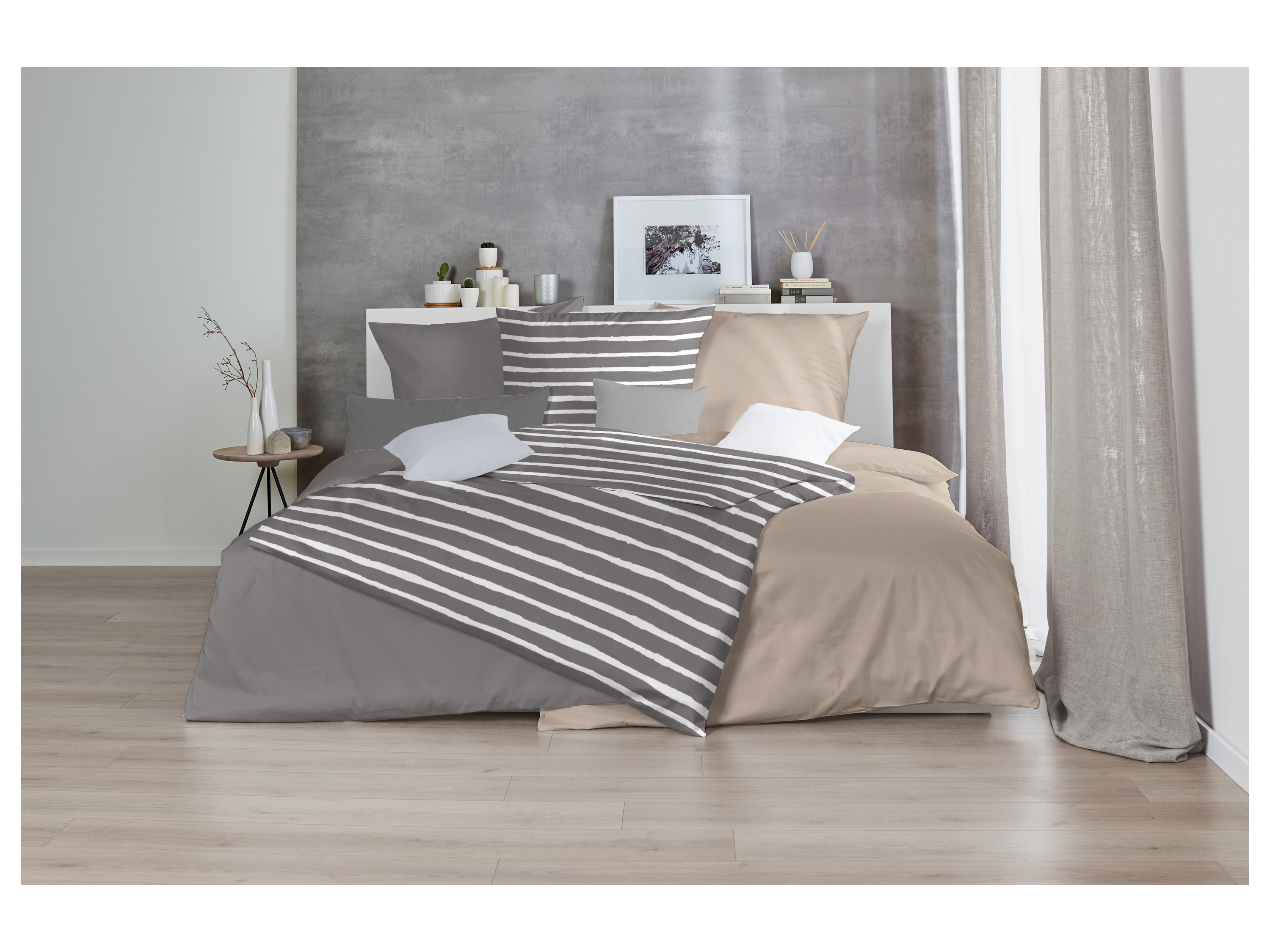 Thumbnail - Westminster Satin Bettwäsche Basic (Streifen anthrazit, 155 X 220 CM)