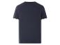 Ein dunkelblaues T-Shirt mit kurzen Ärmeln.
