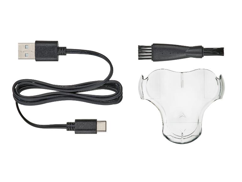 USB-A zu USB-C Ladekabel, Reinigungsbürste und transparente Schutzkappe.