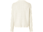 Cremefarbener Pullover mit langen Ärmeln und gerippter Textur