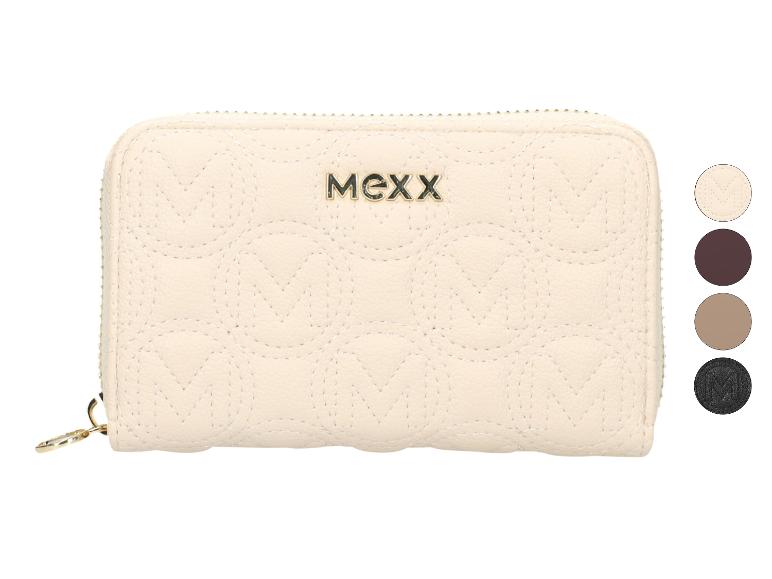 MEXX Damen-Geldbörse in Cremeweiß mit gestepptem M-Muster und Reißverschluss