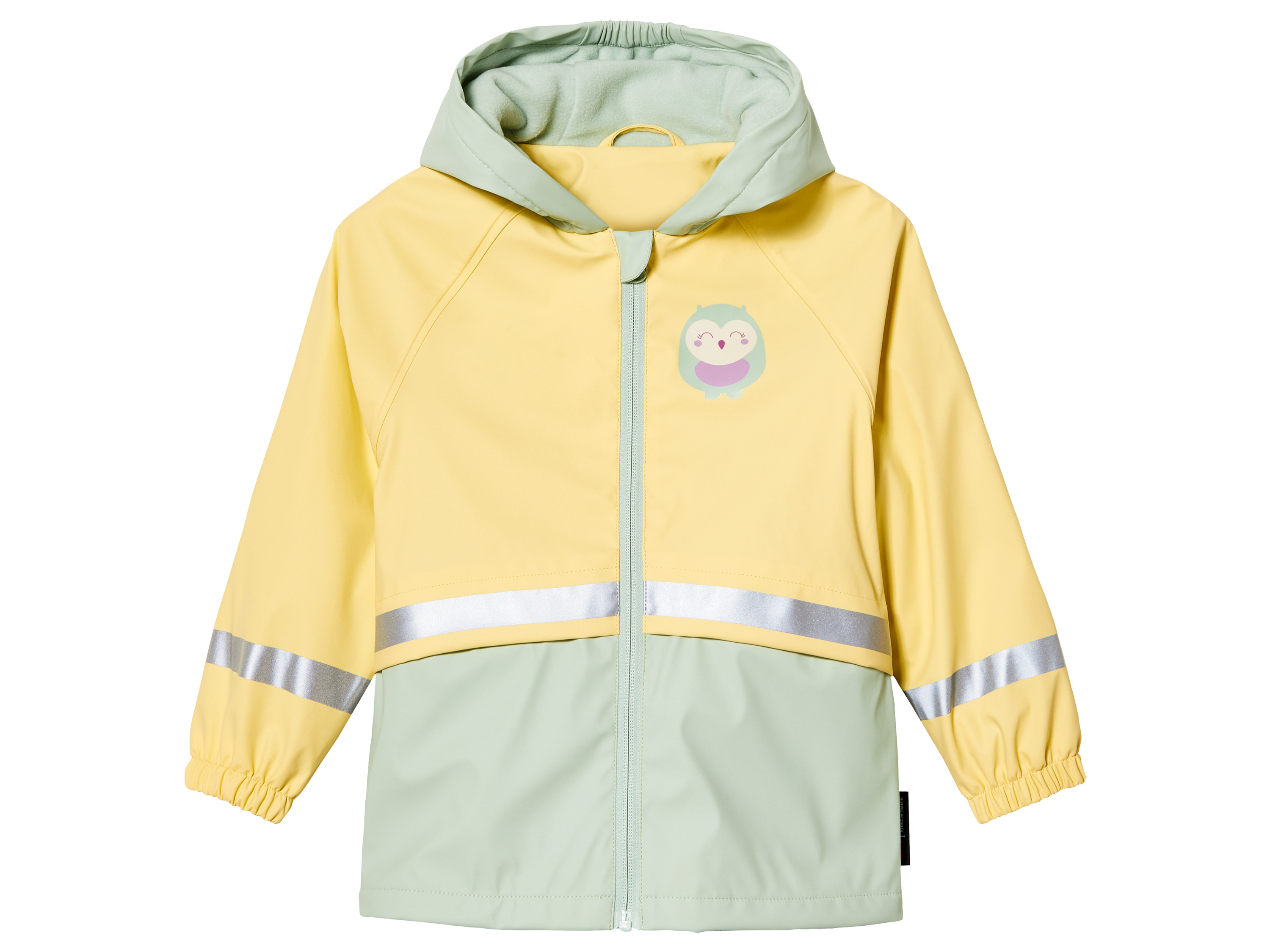 lupilu® Baby / Kleinkinder Matsch- und Buddeljacke  (110/116, gelb/mint)““ | mit Namensschild und Aufhänger Funktion: wind- und wasserdicht durch verklebte Nähte Kapuze: ja Material: Obermaterial: Polyester recycelt, mit Polyurethan beschichtet
