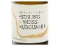 Weißweinetikett mit dem Text „Riesling & Weissburgunder“ und einem goldenen abstrakten Design.