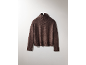 Brauner Strick-Rollkragenpullover mit gerippten Bündchen und Saum