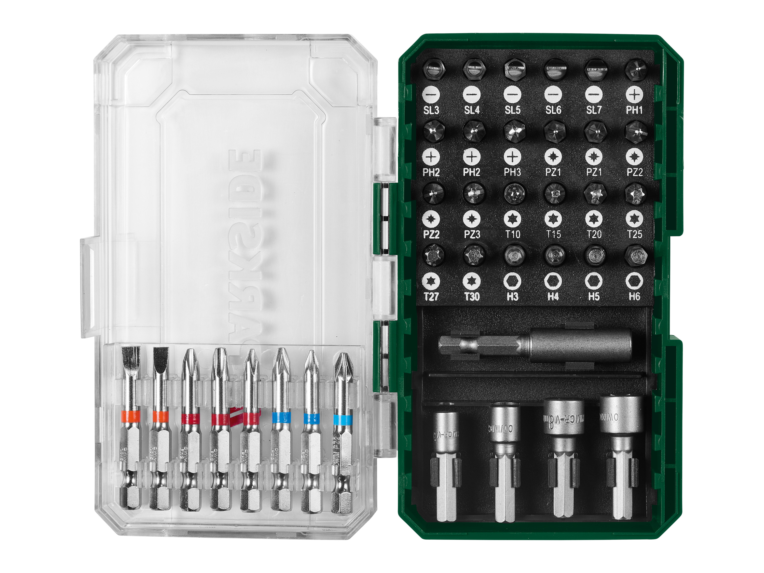 PARKSIDE® HSS-Spiralbohrer- / Steinbohrer- / Holzbohrer- / Bitschrauber-Set (Bitschrauber Set)