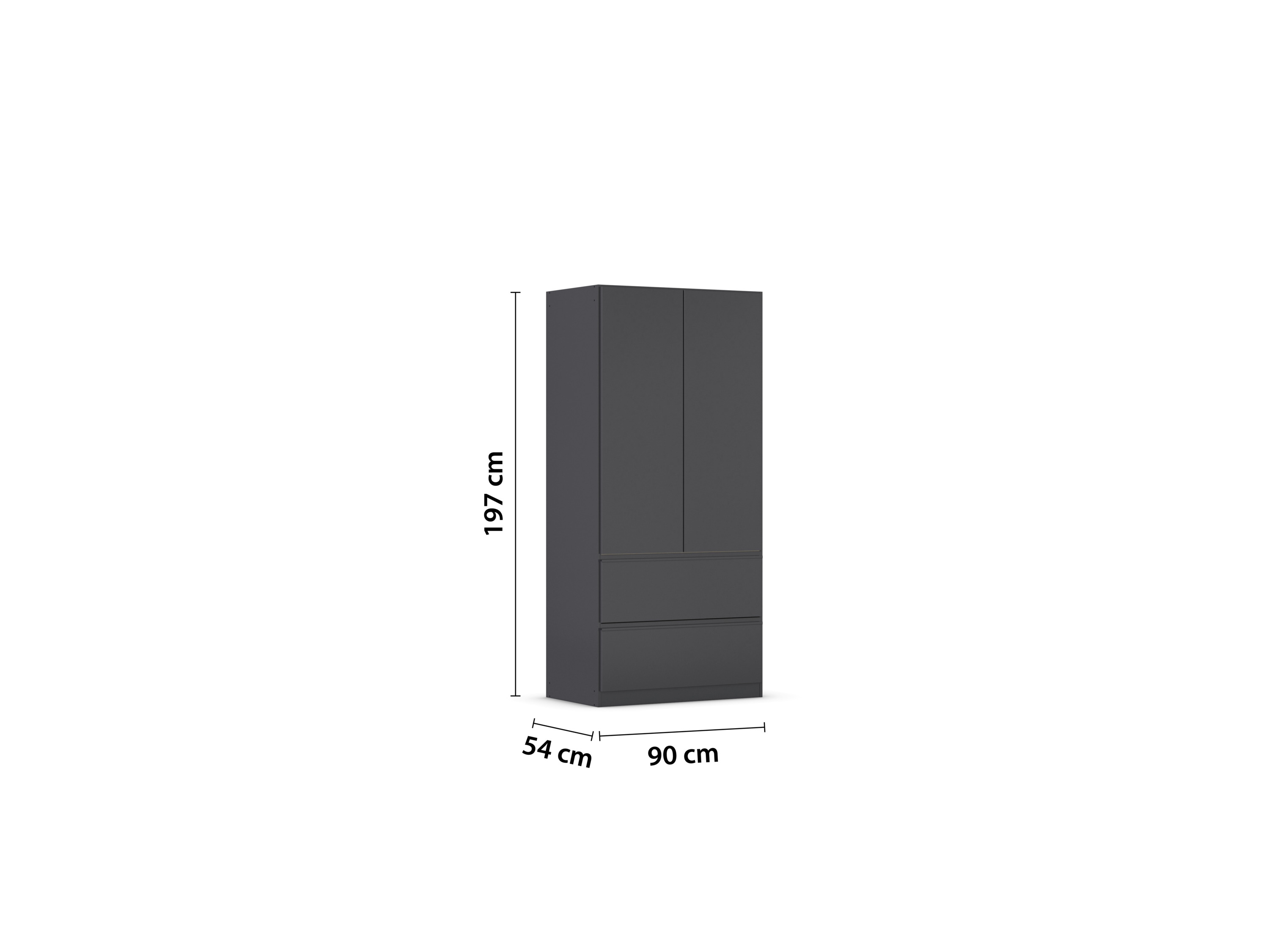 RAUCH BLUE Costa Drehtürenschrank ohne Spiegel (grau metallic, Breite 91 cm / Höhe 197 cm) – Bild 3 von 4