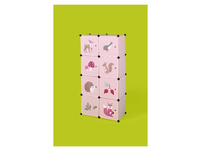 Rosa modulares Aufbewahrungssystem mit Waldtier- und Naturillustrationen