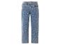 Blaue Kinderjeans mit pastellfarbenen Punkten.