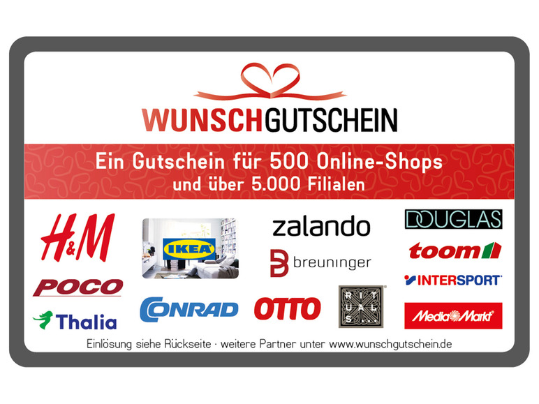 Wunschgutschein - Digital Code 50€ | Erlebnis & Shopping Gutscheine