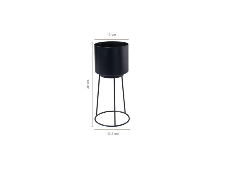 LIVARNO® Planztopf mit Gestell, Ø 13 cm, schwarz, mit Maßen