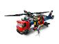Lego City Feuerwehrhubschrauber mit Greifarm und rotierenden Flügeln.