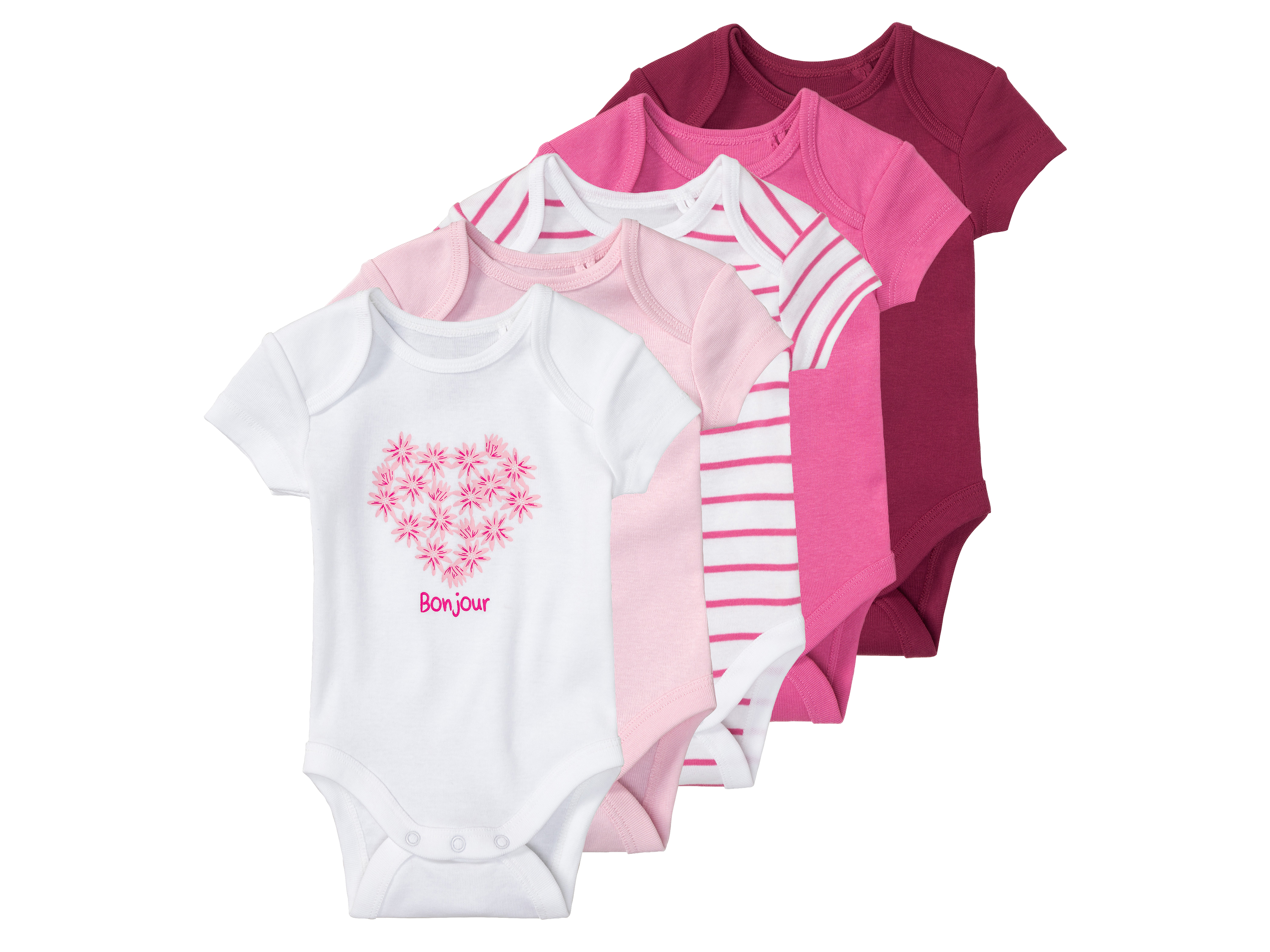 lupilu® 5 Baby Mädchen Bodies kurzarm (62/68, beere/pink/rosa/weiß) | 04334036011195