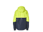 Gelb-blaue Kinderjacke mit Kapuze, Rückansicht