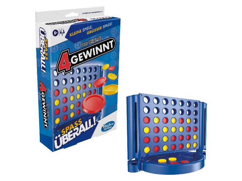 Hasbro 4 gewinnt Spiel, portable Version: Box und Spielbrett.