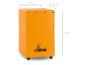 Orangefarbene X-DRUM Cajon mit Maßen: 22,5 cm breit, 23,5 cm tief und 36 cm hoch.