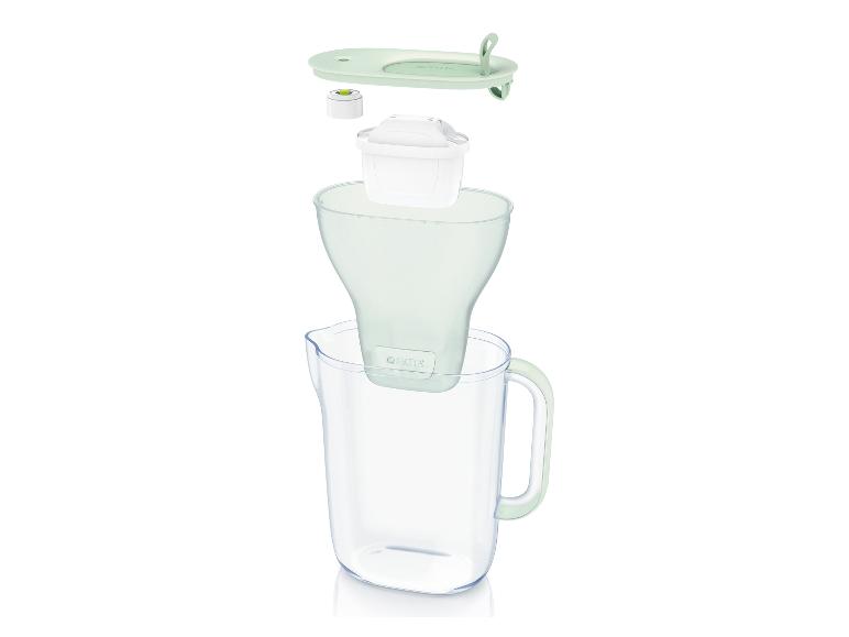 Zerlegter Brita Wasserfilter mit Kanne, Trichter, Filter und Deckel.