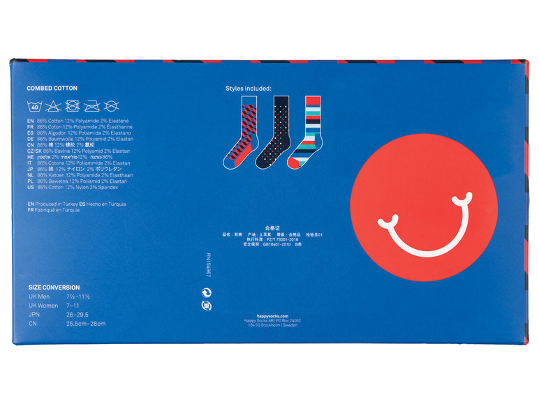 Gehe zu Vollbildansicht: Happy Socks Damen Herren Geschenkebox, 3 Paar Socken, mit Baumwolle - Bild 13