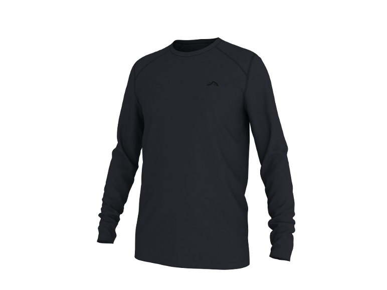 Schwarzes Langarmshirt für Herren mit kleinem Logo auf der Brust.
