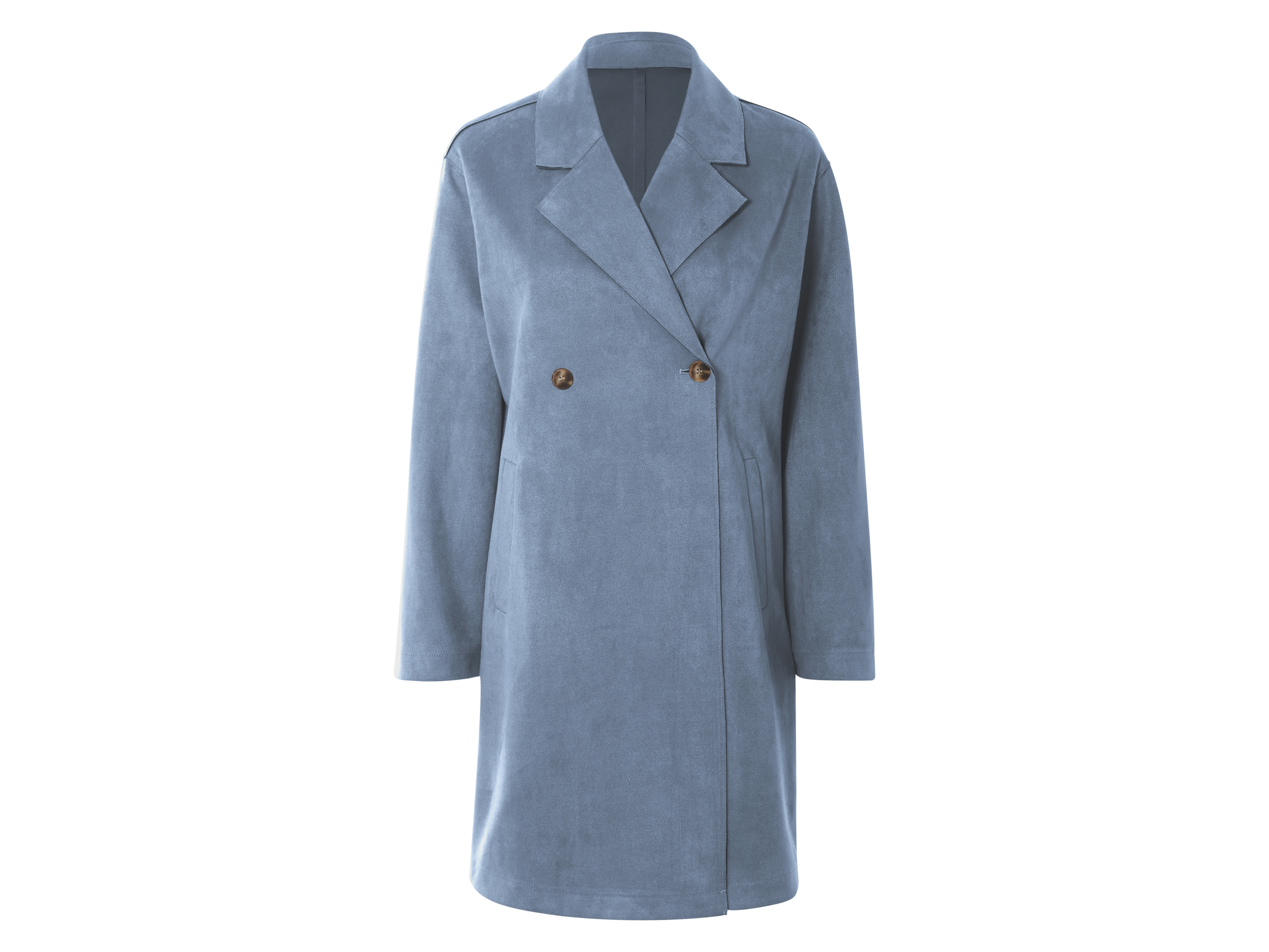 ESMARA® Damen Mantel, in eleganter Veloursoptik (Blau, 36)""