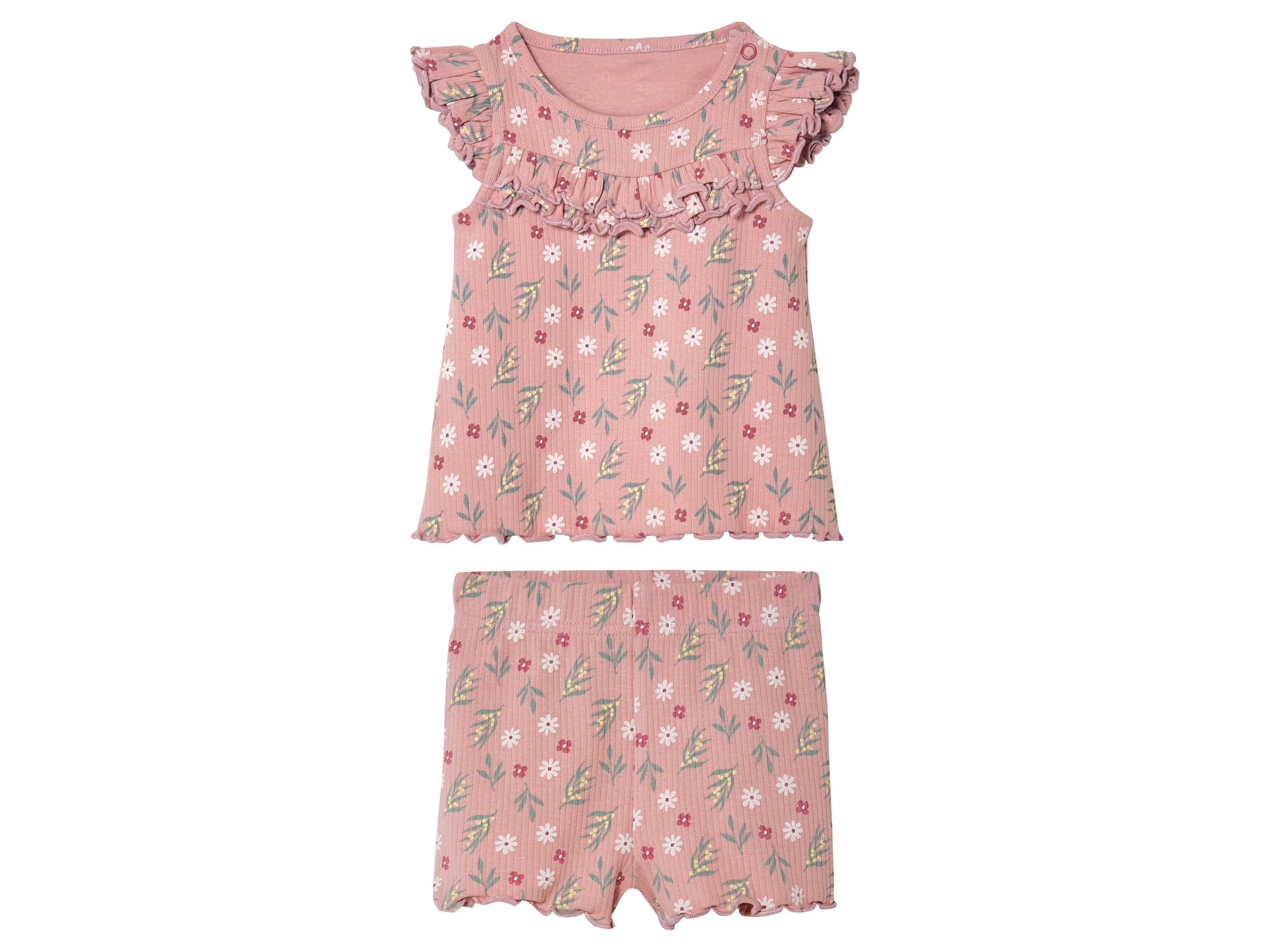 lupilu® Baby Mädchen Sommerset (Pink, 62/68)““ | Shirt mit praktischer Schulterknopfung für einfaches An- und Ausziehen sowie Volants