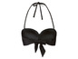 Ein schwarzer Bikini-Oberteil mit Schleife.