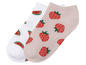 Zwei Paar Socken mit Wassermelonen- und Erdbeerprint.