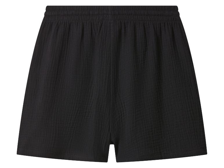 Schwarze Shorts aus gekrepptem Stoff mit Gummizug in der Taille