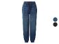 Blaue Kinder-Denim-Jogger-Jeans mit elastischem Bund und Kordelzug.