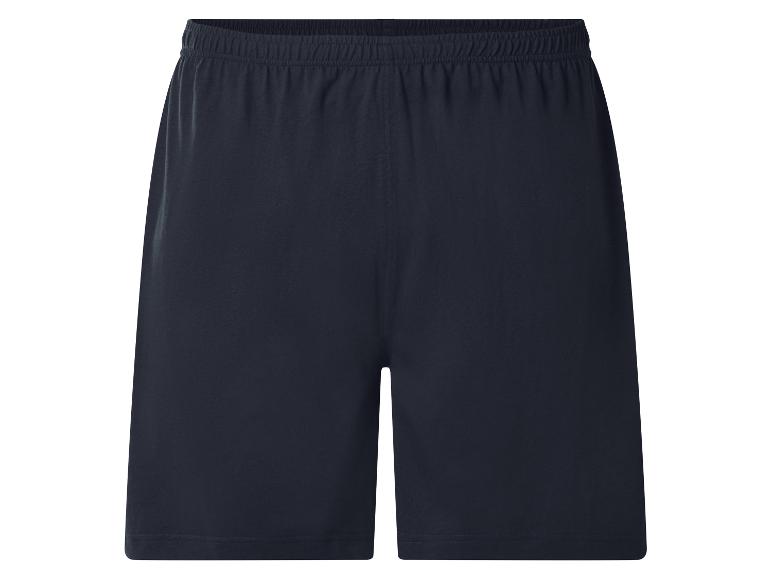 Dunkelblaue Sportshorts mit elastischem Bund.