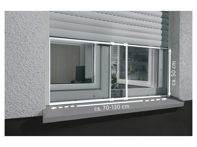 Gehe zu Vollbildansicht: LIVARNO home Alu-Insektenschutz-Schiebefenster, 50 x 70-130 cm - Bild 2