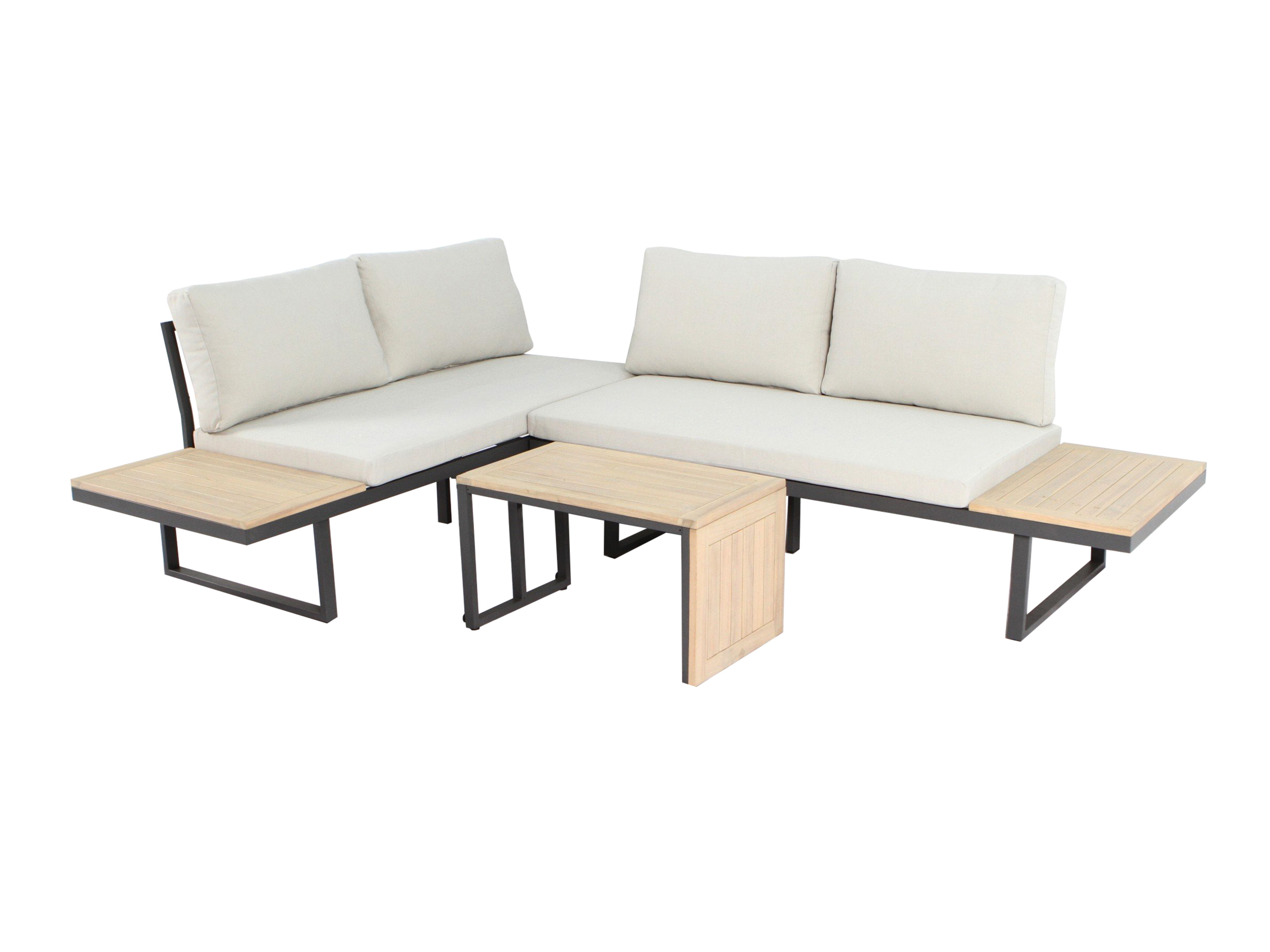 bellavista – Home & Garden® Eck-Lounge »Cella«, 3-teilig““ | Tisch: ca. 50 kg Maße: je Sofa: ca. L 175 x B 70 x H 70 cm, Tisch liegend: ca. L 70 x B 40 x H 40 cm, Tisch hochkant: ca. L 40 x B 40 x H 70 cm, Stellmaß: ca. L 253 x B 175 cm Gewicht: ca. 35 kg Lieferumfang: 2x Sofa, 1x Tisch, inkl. Sitz- und Rückenkissen