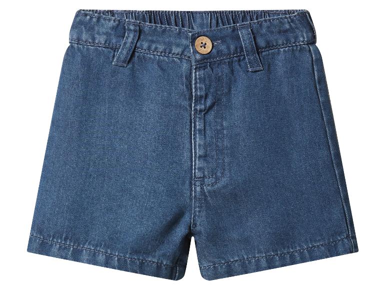 Blaue Jeansshorts für Kinder mit Gummizug und Holzknopf
