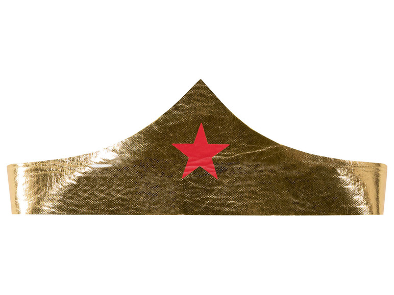 Eine goldene Wonder Woman Krone mit einem roten Stern.