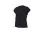 Schwarzes kurzärmeliges Sport-T-Shirt mit kleinem Logo auf der Brust.