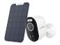 Kabellose Überwachungskamera mit Solarpanel zum Aufladen.