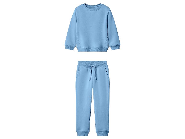 Blauer Kinder-Trainingsanzug mit Sweatshirt und Jogginghose.